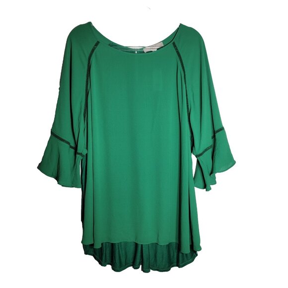 Ann Taylor Loft Green Bell Sleeve Top Plus Size 24 Lightweight Pullover NWT - Picture 1 of 6